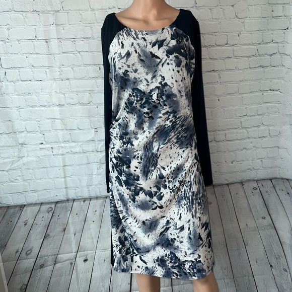 Catherine Malandrino Dresses & Skirts - Catherine Malandrino Blue, White, Gray & Black Cheetah Print dress size L